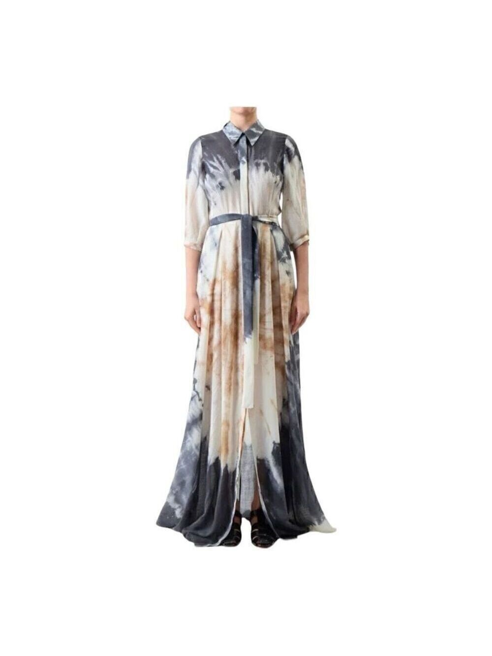 $5490 Gabriela Hearst Daisy Belted Tie-dyed Cashmere and Silk Maxi Dress Size 2